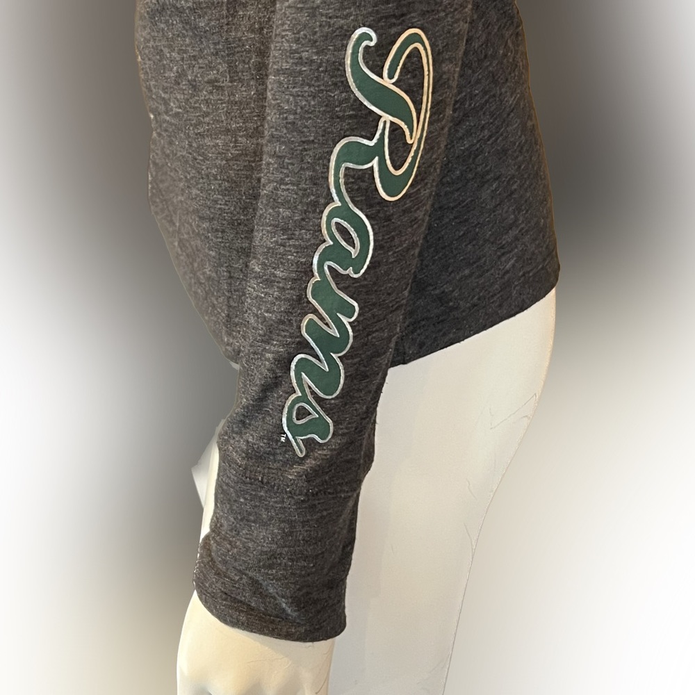 CSU Colorado State Rams Women’s S Long Sleeve Shirt Gray + Green + Tan Sequins - Picture 5 of 9